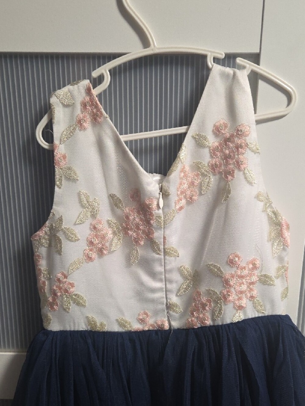 American Princess Navy Tulle Dress with Blush Floral Bodice - Picture 4 of 5